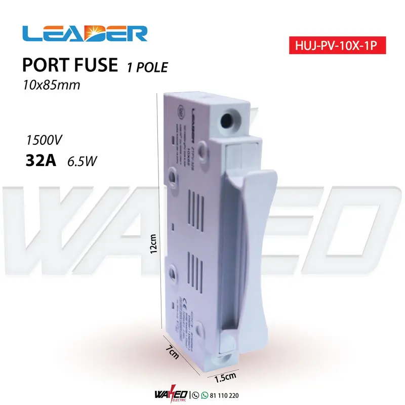 2-Pole 10×85 mm Port Fuse – DC Distribution Protection (Leader)