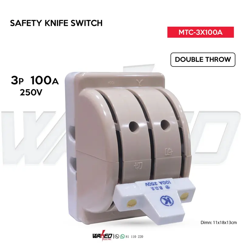 250V 3-Pole 100A Safety Isolator Knife Switch