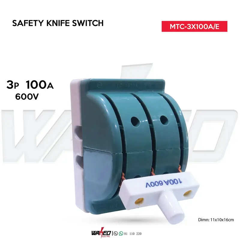 3-Pole 100A Industrial-Grade Safety Knife Switch