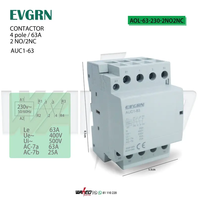4-Pole 63A Industrial Contactor – 2NO/2NC Configuration