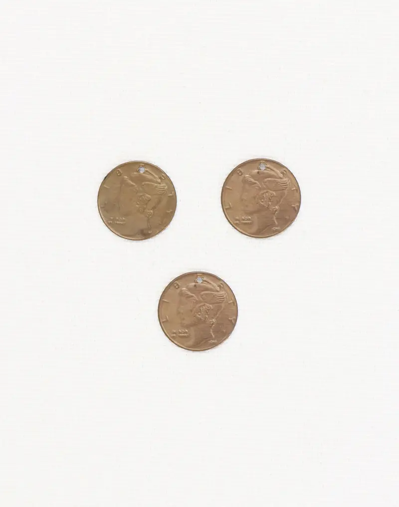 Antique-Style Mercury Head Coin Charm – 13mm Embossed Round Pendant (3-Pack)