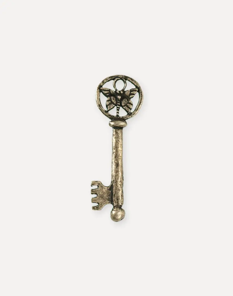 Butterfly Key Charm – 44x15mm Elegant Key-Shaped Pendant (Single Piece)