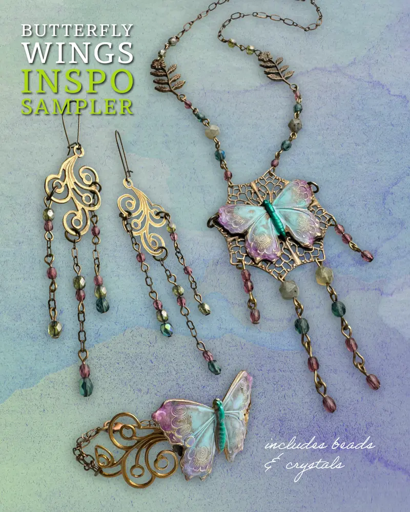 Butterfly Wings Jewelry Inspiration Bundle: Necklace, Bracelet & Earrings