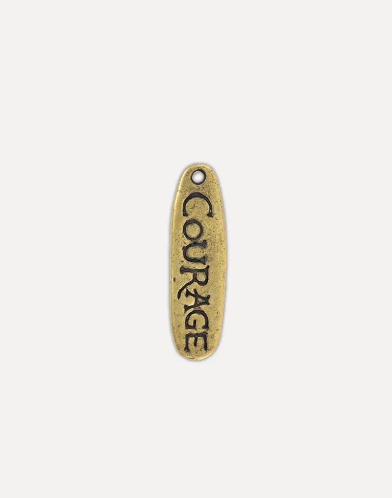 Courage Charm – 34×10mm Uppercase Inspirational Pendant (1-Piece)