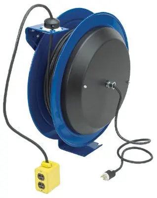 Coxreels PC13-5012-B 50-Foot Power Cord Reel – 12/3 AWG, Quad Outlet