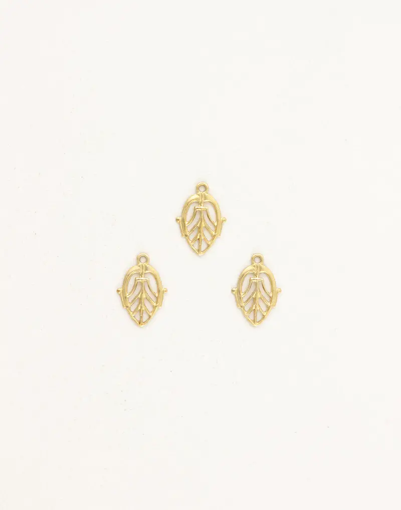 Decorative Leaf Charm, 16x11mm, Pack of 3