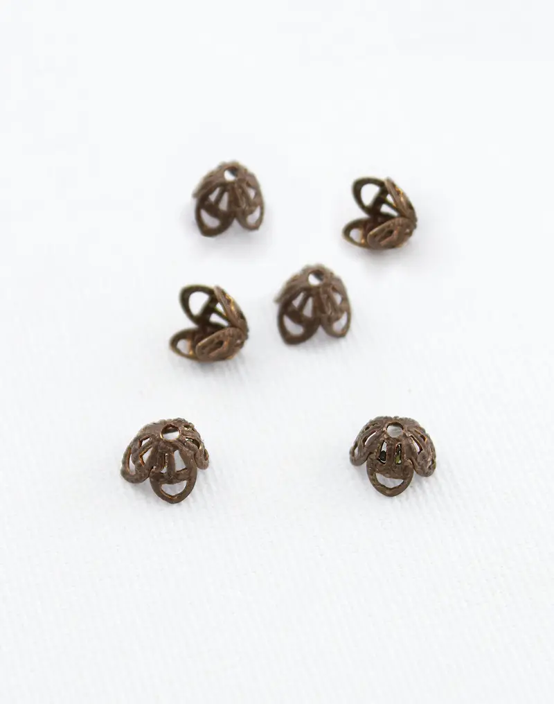 Delicate Filigree Bead Cap – 7mm Lightweight Metal Cap (6-Pack)