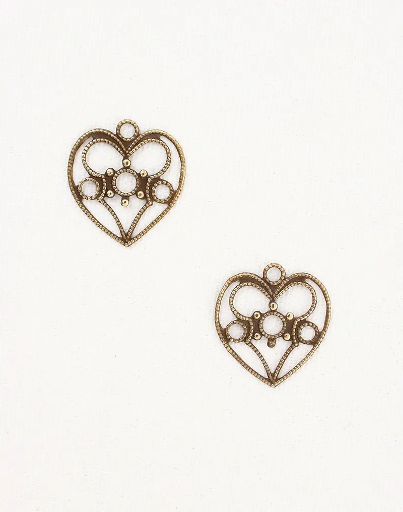 Delicate Heart Charm – Dainty 19x18mm Romantic Metal Accent (2 Pieces)
