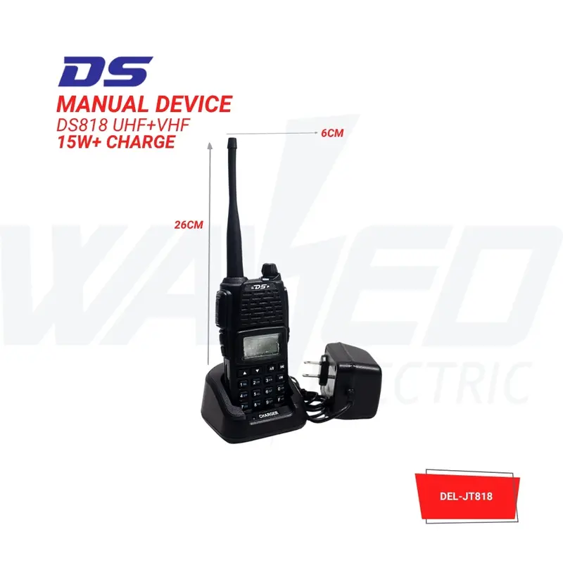 DS Dual-Band VHF/UHF Walkie Talkie – 15W High Power with Charging Dock