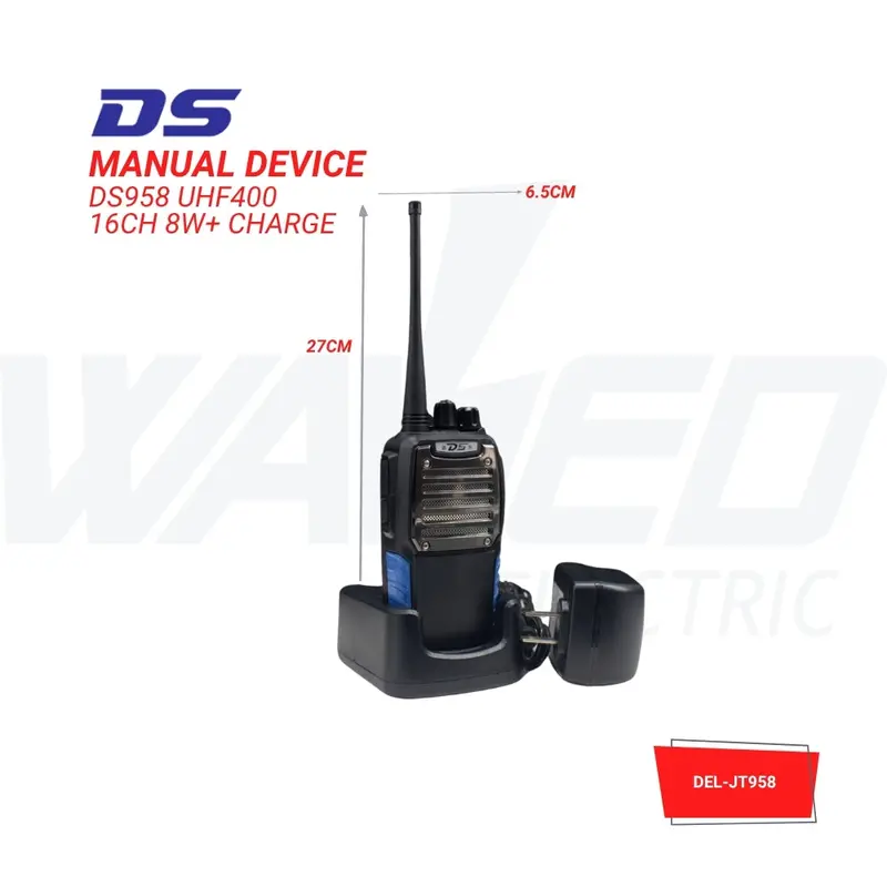 DS958 UHF Two-Way Radio – 8W, 16-Channel with Desktop Charger