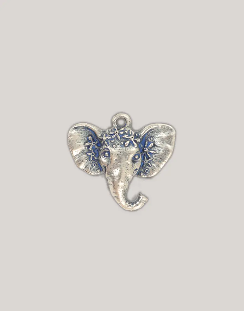 Elephant Charm – 30x28mm Detailed Animal Pendant