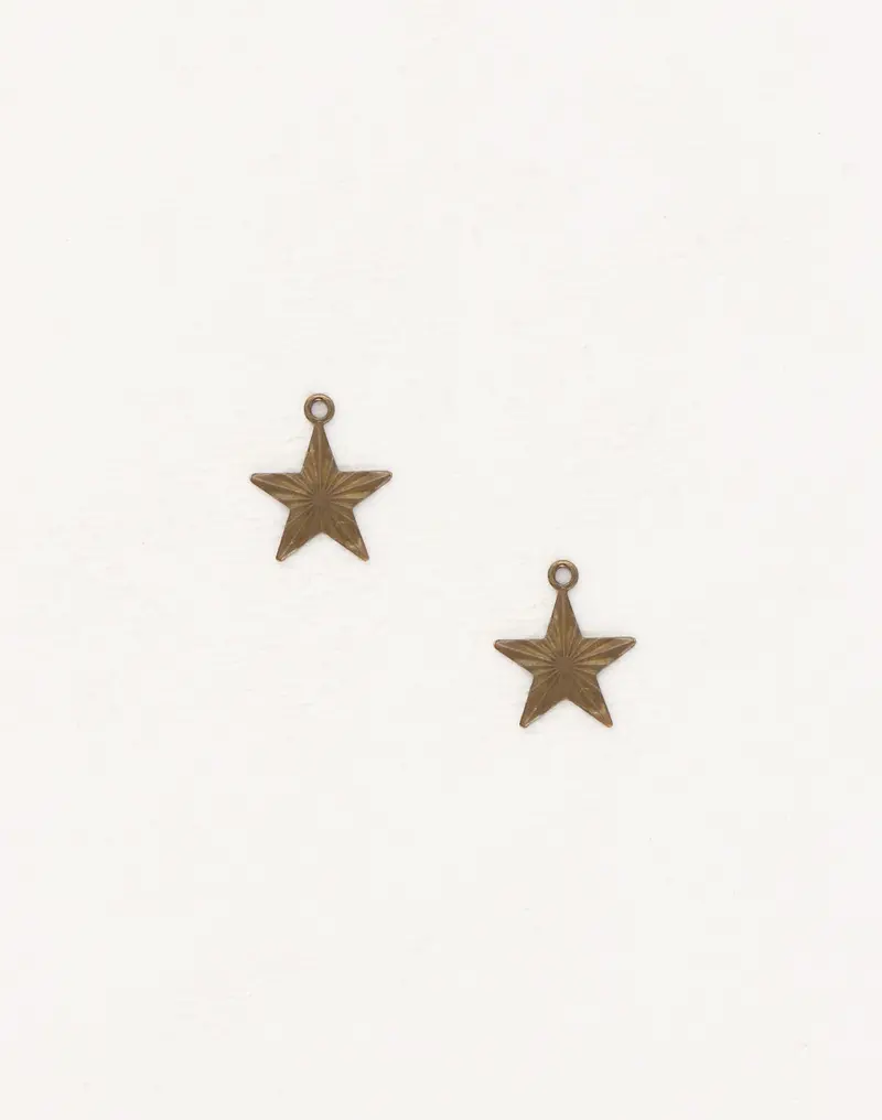 Etched Star Charm – Delicate 14x13mm Celestial Metal Accent (2 Pieces)