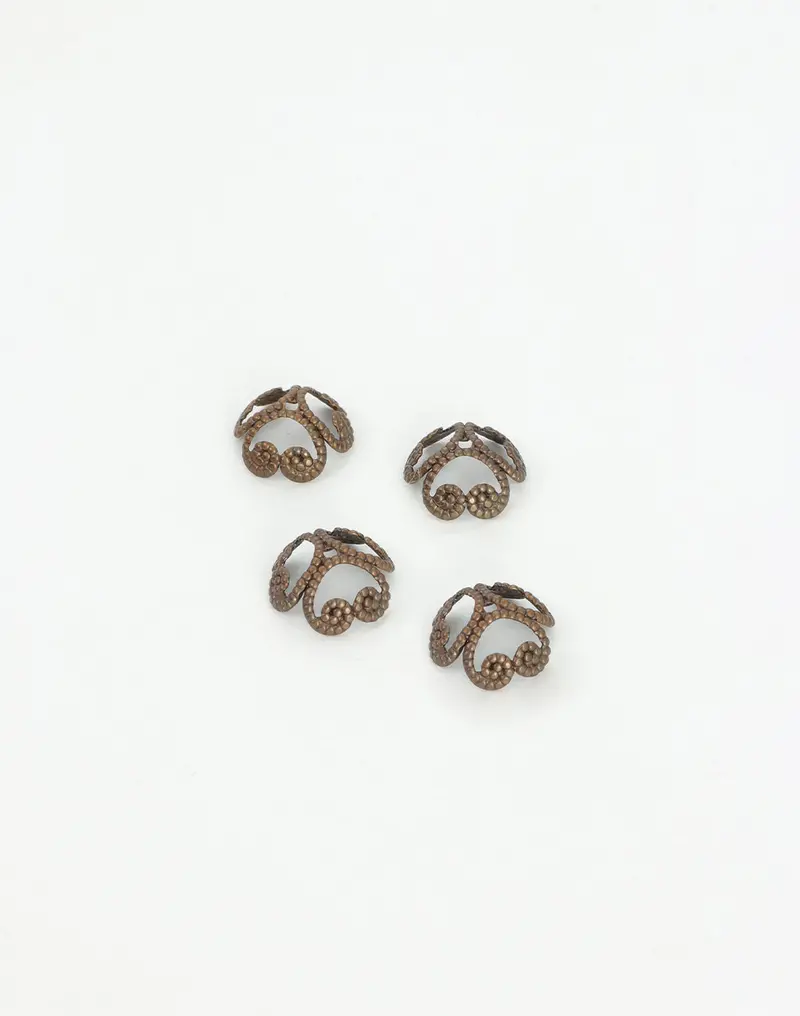 Etruscan Bead Cap – 12mm Antique-Style Metal End Cap for Jewelry Making (4 Pieces)