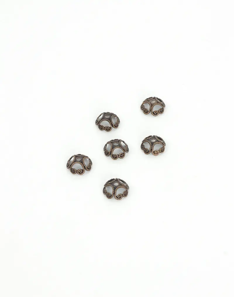 Etruscan-Inspired Bead Cap – 8mm Classical Metal Bead Topper (6 Pieces)