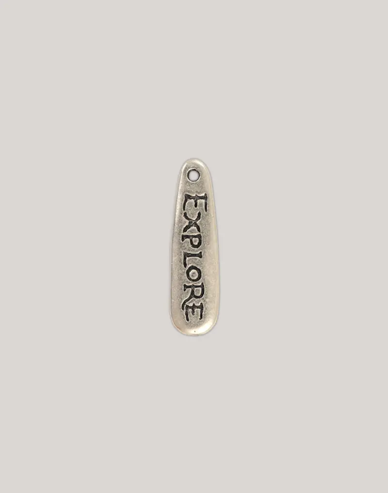 Explore Charm – 32×9mm Adventure-Themed Lettering Pendant (1-Piece)