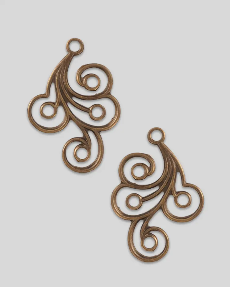 Flourish Swirl Dual-Piece Charm Set – 31×21mm