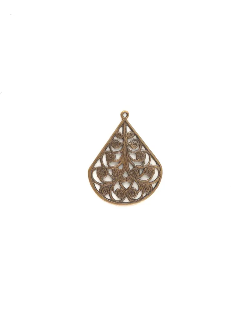 Flourished Fan Filigree Pendant – 29x22mm, Intricate Cut-Out Design