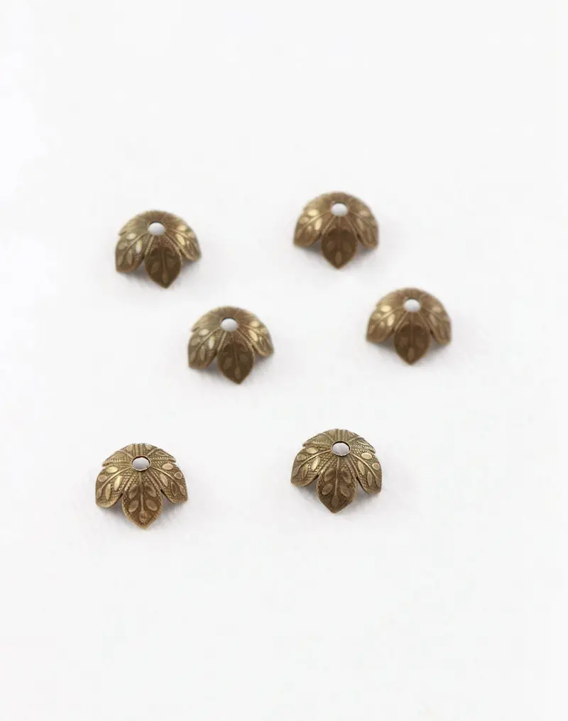 Foliage-Themed Bead Cap – 8mm Mini Leaf End Cap (6-Pack)