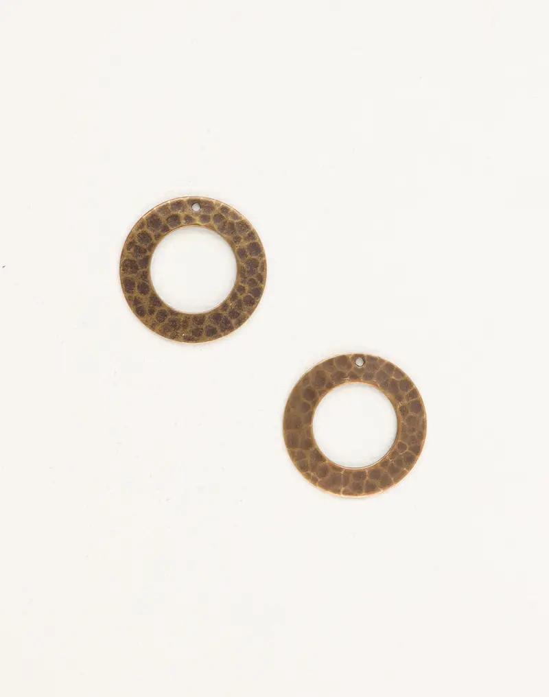 Hammered Metal Ring Spacer – 22mm, Textured Circular Element