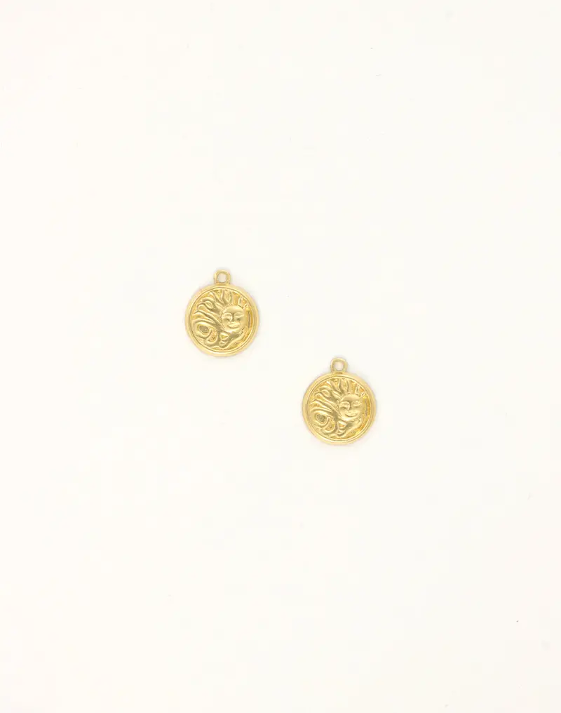Happy Sun Charms – Pair of 14x11mm Radiant Solar Pendants