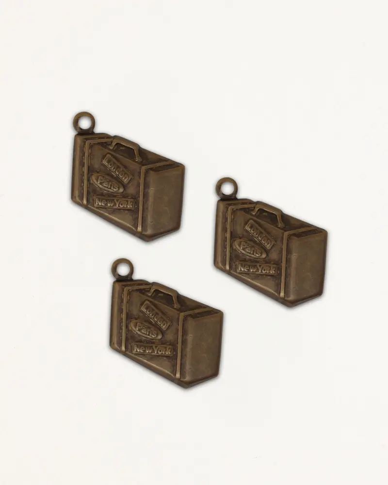 Journey Luggage Charm Set – 29x14mm Antique Metal Pendants (3-Pack)