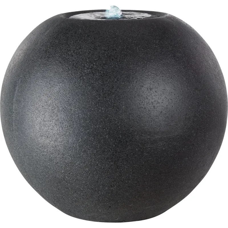 Lumineo Black Grc Round Ball Outdoor Fountain Sculpture 1