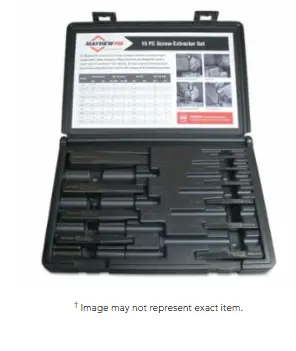 Mayhew Tools 37345 10-Piece Screw Extractor Set – 1/8″ to 13/16″, Includes Storage Case