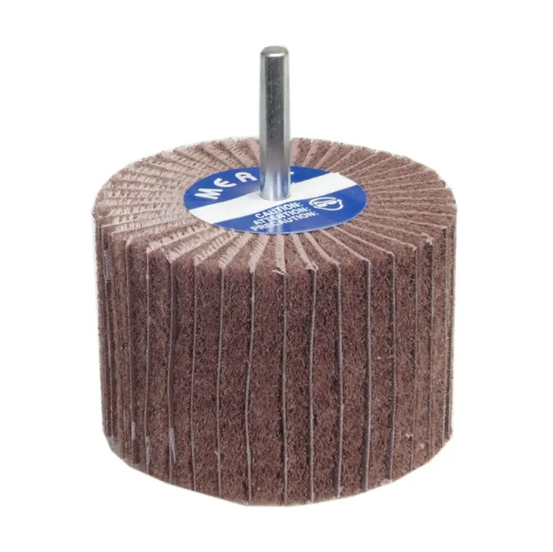 Merit Non-Woven Interleaf Flap Wheel – 2″ Diameter, 1″ Width, 1/4″ Arbor, 320 Grit AO, VF Style (Pack of 10)