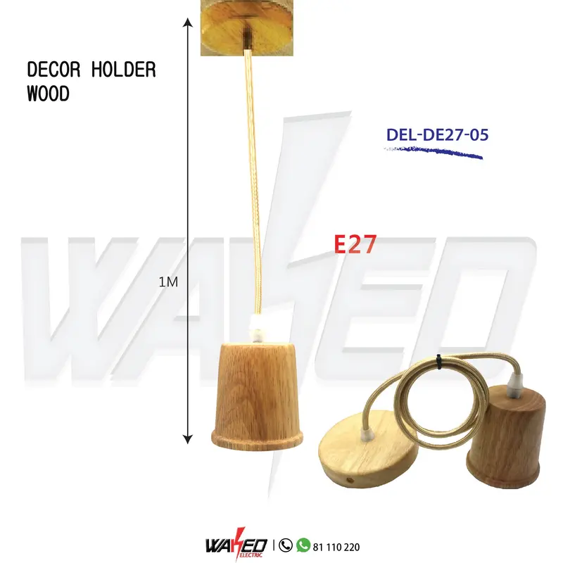 Natural Wood E27 Lamp Holder