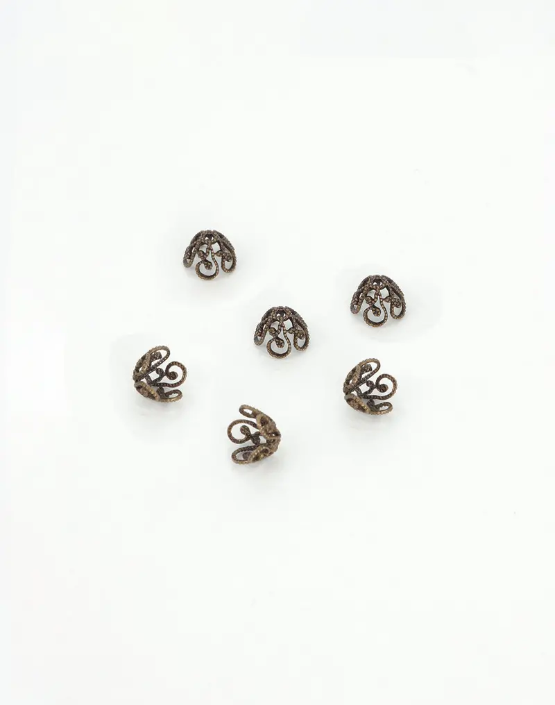 Ornate Floral Bead Cap – 7.5mm Detailed Decorative Jewelry End Cap (6 Pieces)