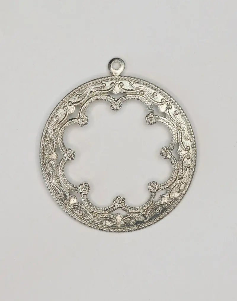 Ornate Framed Scrollwork Charm – 36 mm Diameter (Single Piece)