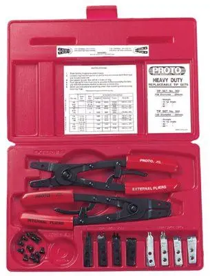 Proto 361 Retaining Ring Plier Kit – 18-Piece, Tip Sizes 0.108″ to 0.120″