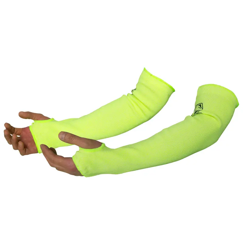 Revco Hi-Vis Yellow HPPE Knit Sleeves – 18″, A4 Cut-Resistant with Thumb Loops