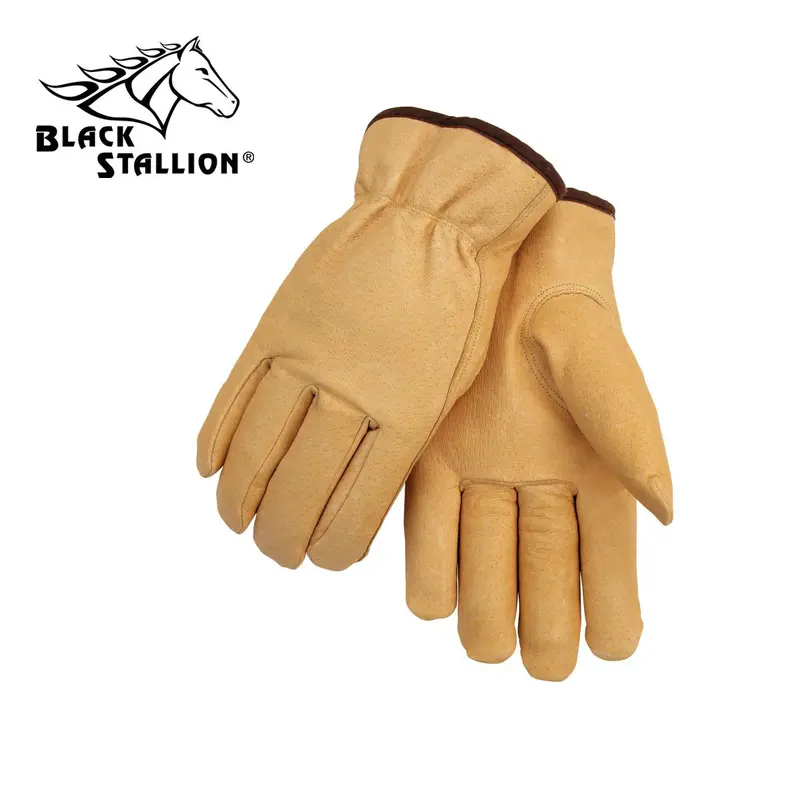 Revco Premium Pigskin Winter Driver Gloves – Black with Elastic Wrist (Single Pair)