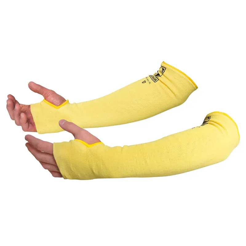 Revco Yellow Kevlar Knit Sleeves – 18″, A3 Cut Rating, Ergonomic Thumb Slot