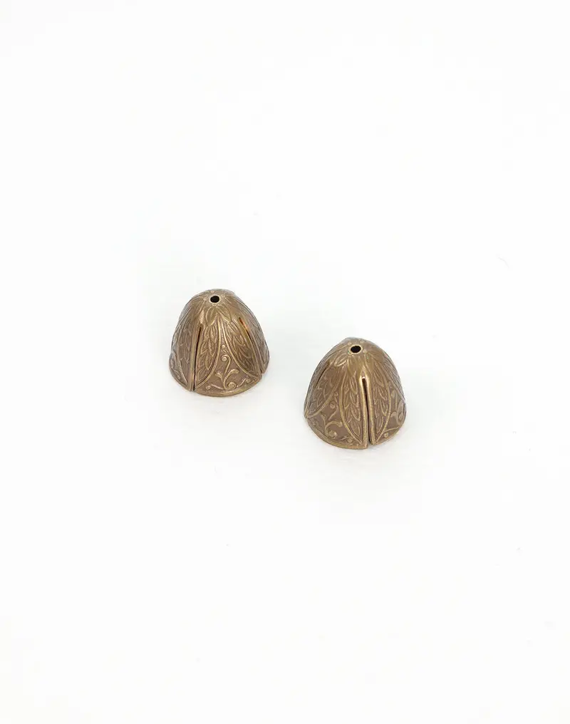 Roman Leaf Bead Cap – 12mm Classical Botanical Jewelry End Cap (2 Pieces)