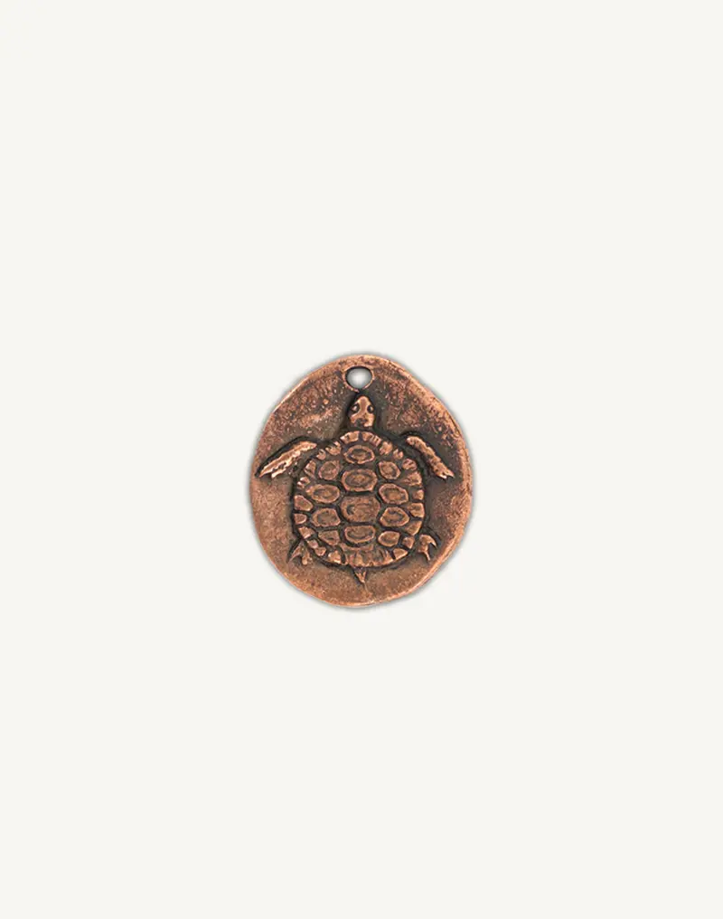 Sea Turtle Charm – 21mm Round Silhouette Pendant (1-Piece)