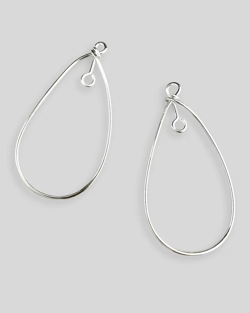Teardrop-Shaped Middle Loop Drop Earrings – 47x25mm Pair