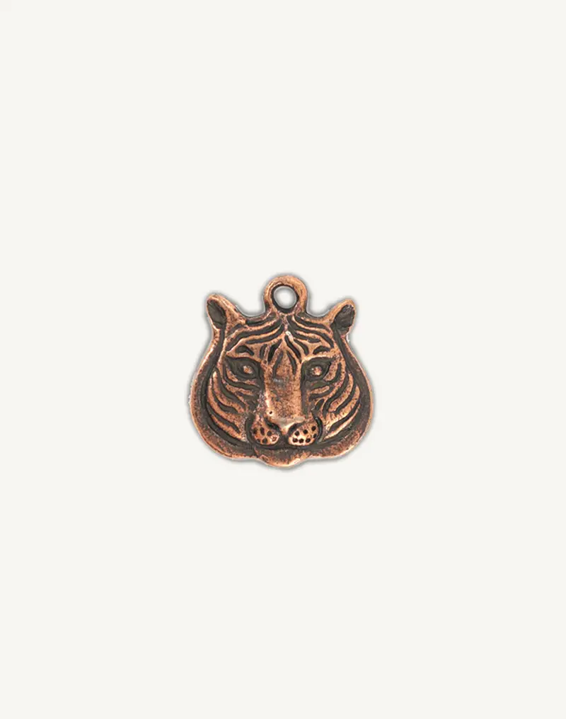 Tiger Face Charm – 22×21mm Bold Animal Portrait Pendant (1-Piece)