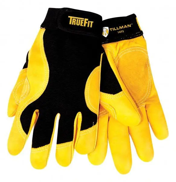 Tillman 1475 Gold Cowhide & Spandex Back TrueFit Gloves – Pair