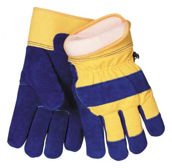 Tillman 1568 ColdBlock Winter Gloves: Blue/Yellow Select Cowhide & Canvas Thermal Gloves (Pair)