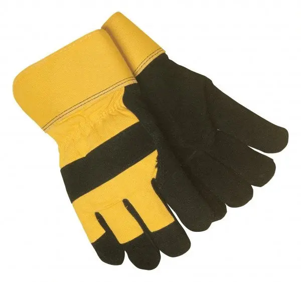 Tillman 1573 ColdBlock Winter Gloves: Black/Yellow Cowhide & Canvas Cold-Weather Protection (Pair)