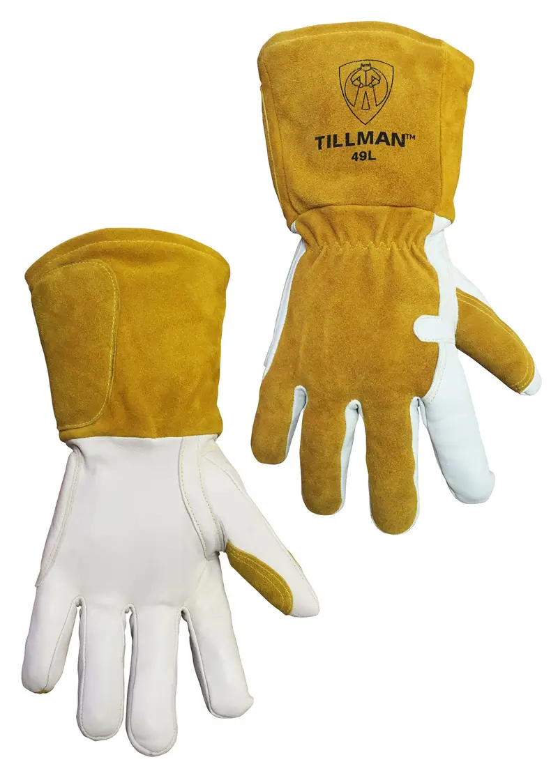 Tillman 49 Lined MIG Welding Gloves – Goatskin Palm, Split Leather Back, 5″ Cuff