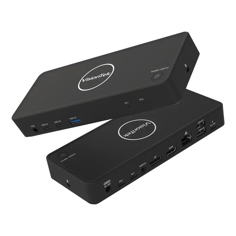 VisionTek VT2900 Dual-System USB-C KVM Dock – Dual PC Switching, Dual 4K Display, 100W PD, Windows-First Design