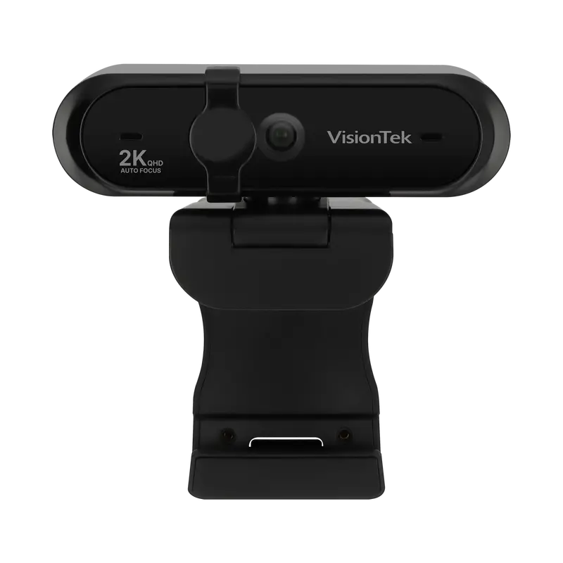 VisionTek VTWC520 2K QHD Webcam – USB 2.0, Dual Microphone, Slide Cover, Plug-and-Play for All OS