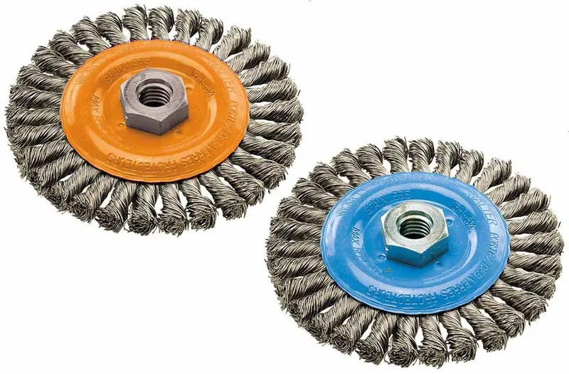 Walter Stainless Steel Wide Wheel Brush – 4.5-inch Diameter, Knot-Twisted Wire