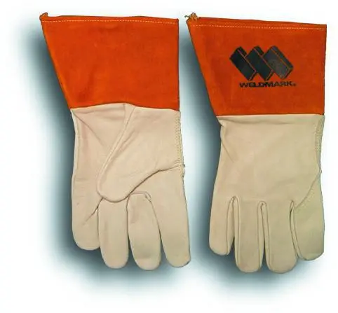 Weldmark Premium Cowhide MIG Gloves – Top Grain Leather, 4″ Cuff, 12-Pack