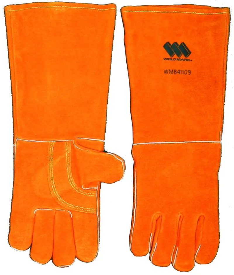 Weldmark WM841109 Foam-Backed Cowhide Gloves – 18″ Brown Split Hide, Large (36-Per Pack)