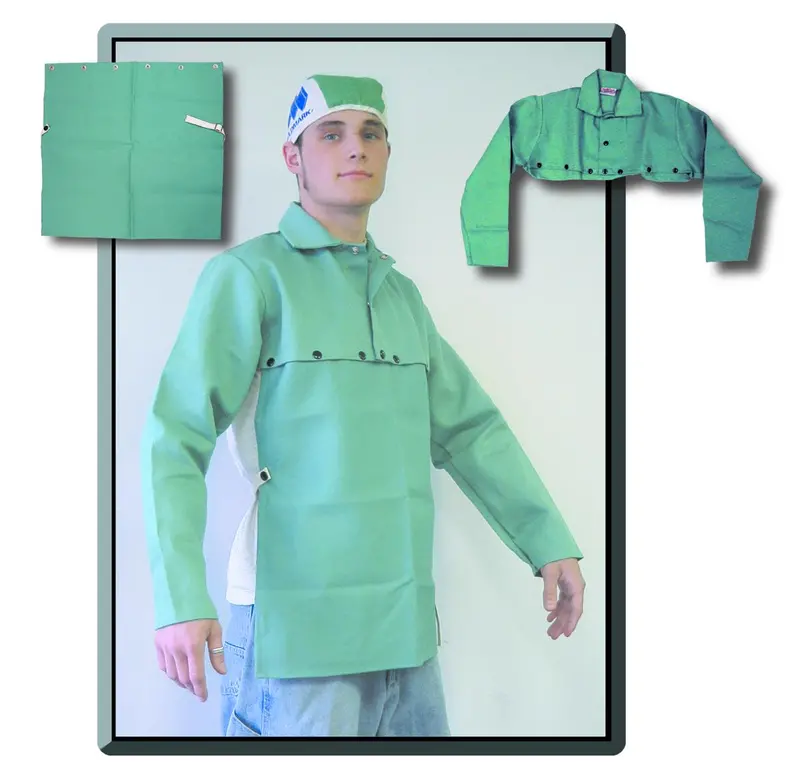 Weldmark WM862210 Flame-Resistant Green Cotton Bib with Cape Sleeves – 20-Inch, 9 oz (144-Pack)