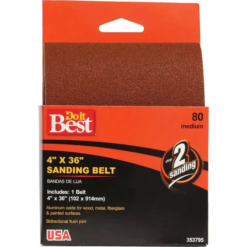 Do It Best Heavy-Duty Sanding Belt – 4" X 36", 80-Grit Aluminum Oxide 1